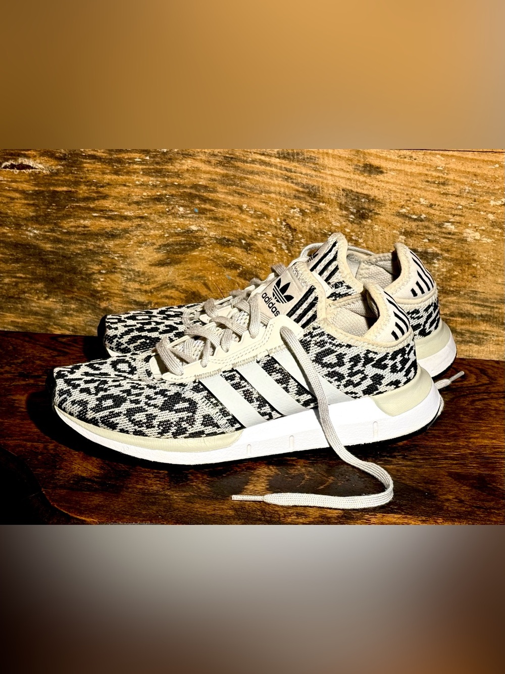 adidas Swift Run X Women's Athletic sneakers in Black & White Leopard Pattern